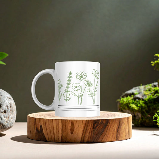 Green Line art | White Coffee Mug