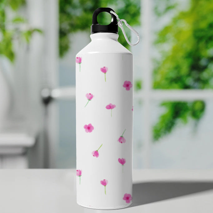 Pink Floral | HydraMate Sipper Bottle – 750ml Aluminum Travel Bottle