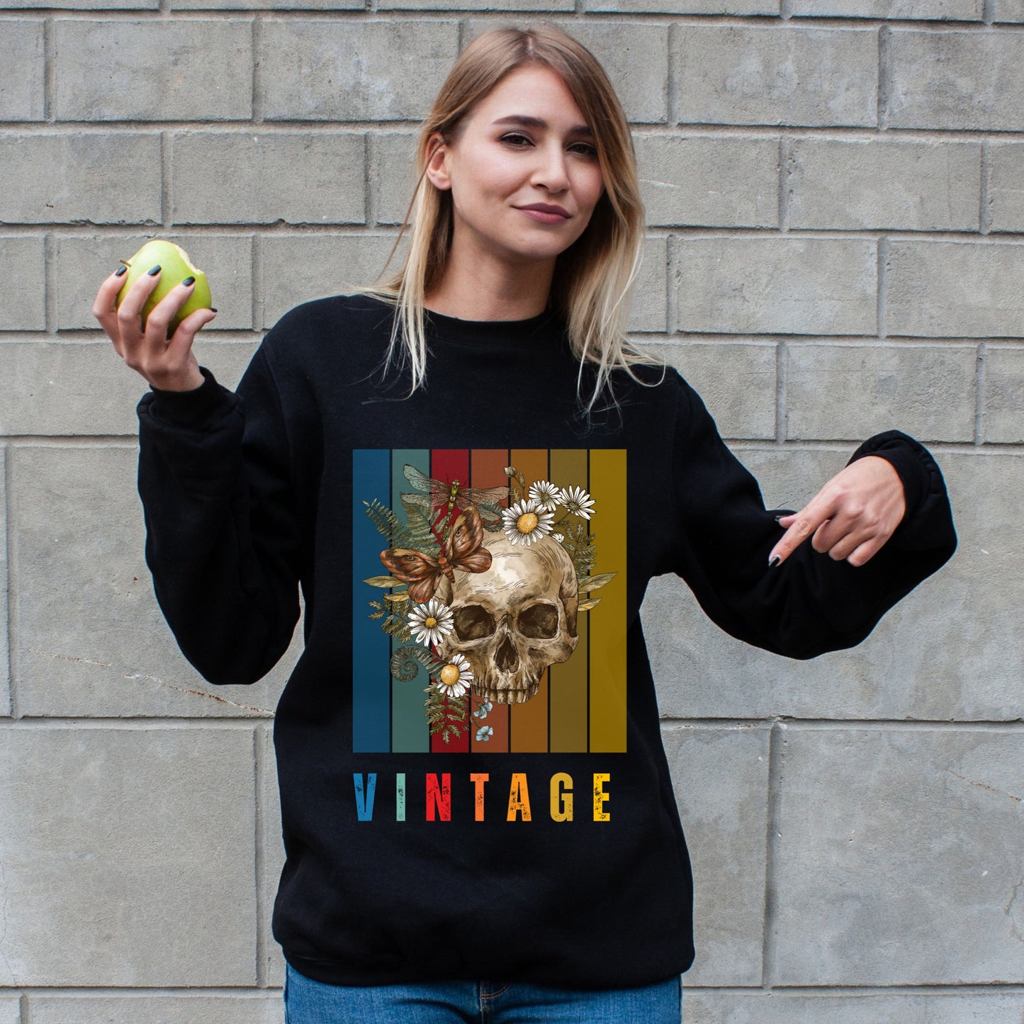 Vintage Skull & Butterfly | CozyBlend 100% Cotton Sweatshirt