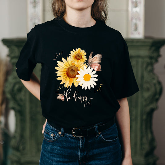 Be Happy Sunflower | Unisex Soft Tee