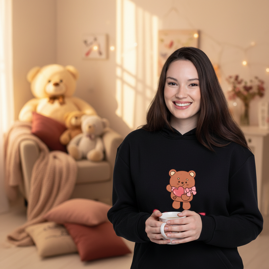 Love Teddy hoodie lifestyle