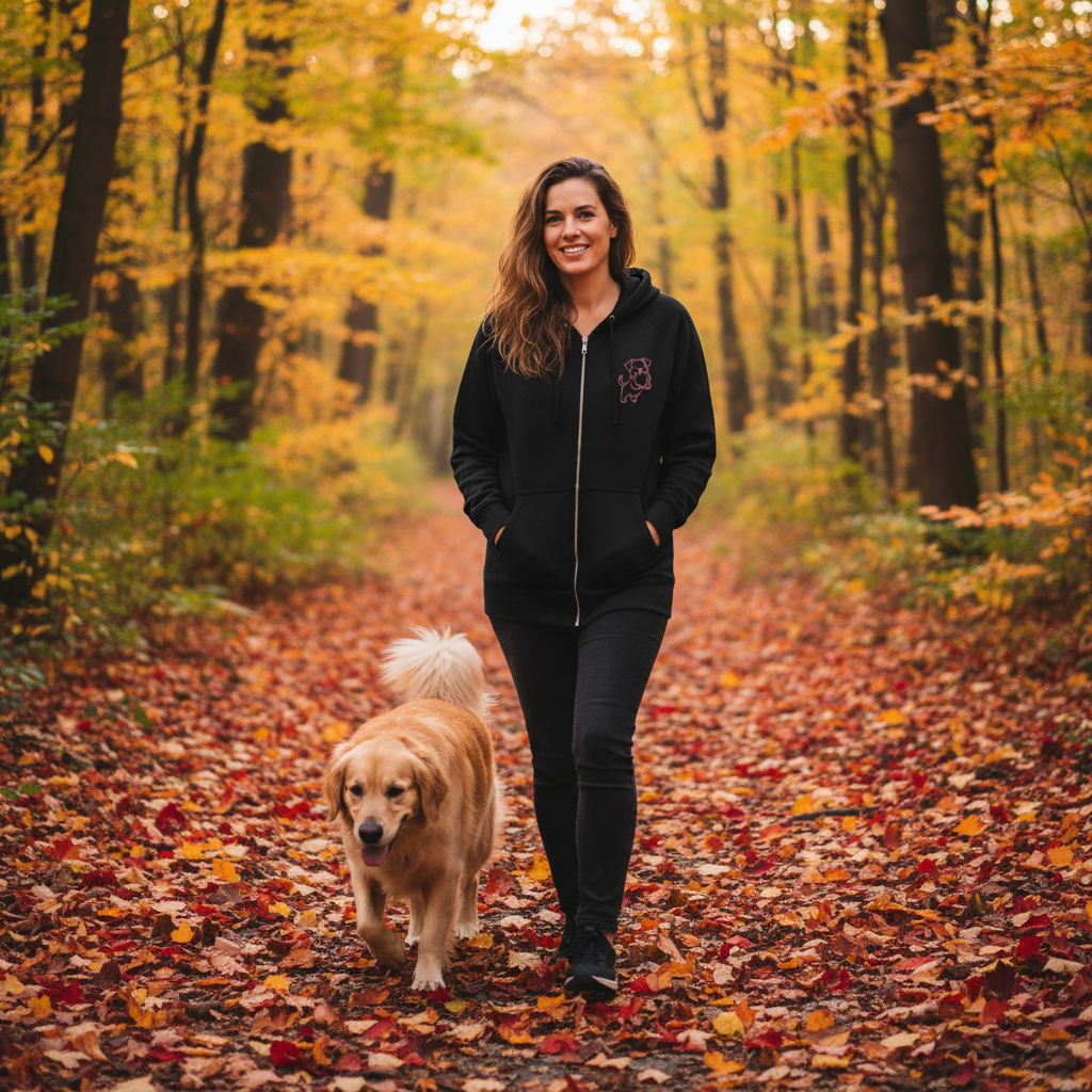 Dogs Love Life zipper hoodie lifestyle