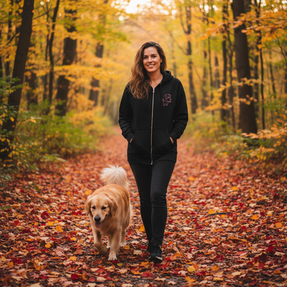 Dogs Love Life zipper hoodie lifestyle