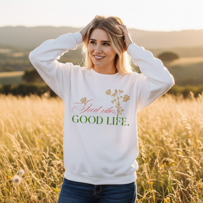 Good Vibes sweatshirt lifestyle