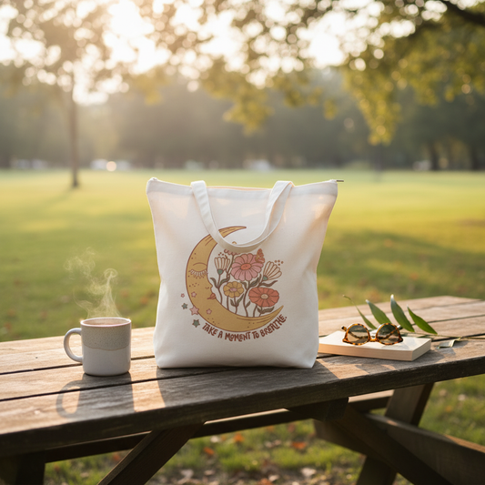 Breathe | Tote Bag with Zipper – Calm & Minimal Everyday Tote