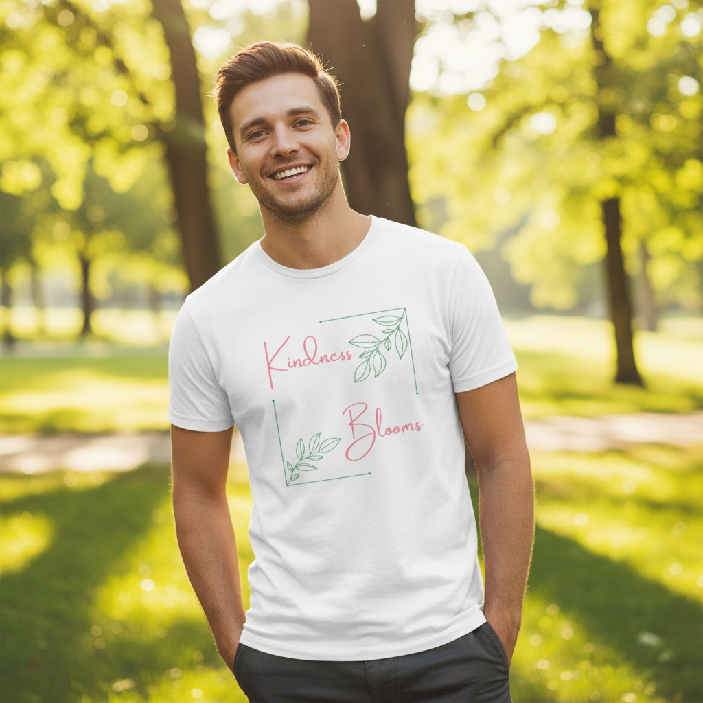Male model wearing white Best Furry Friend t-shirt - summer lifestyle