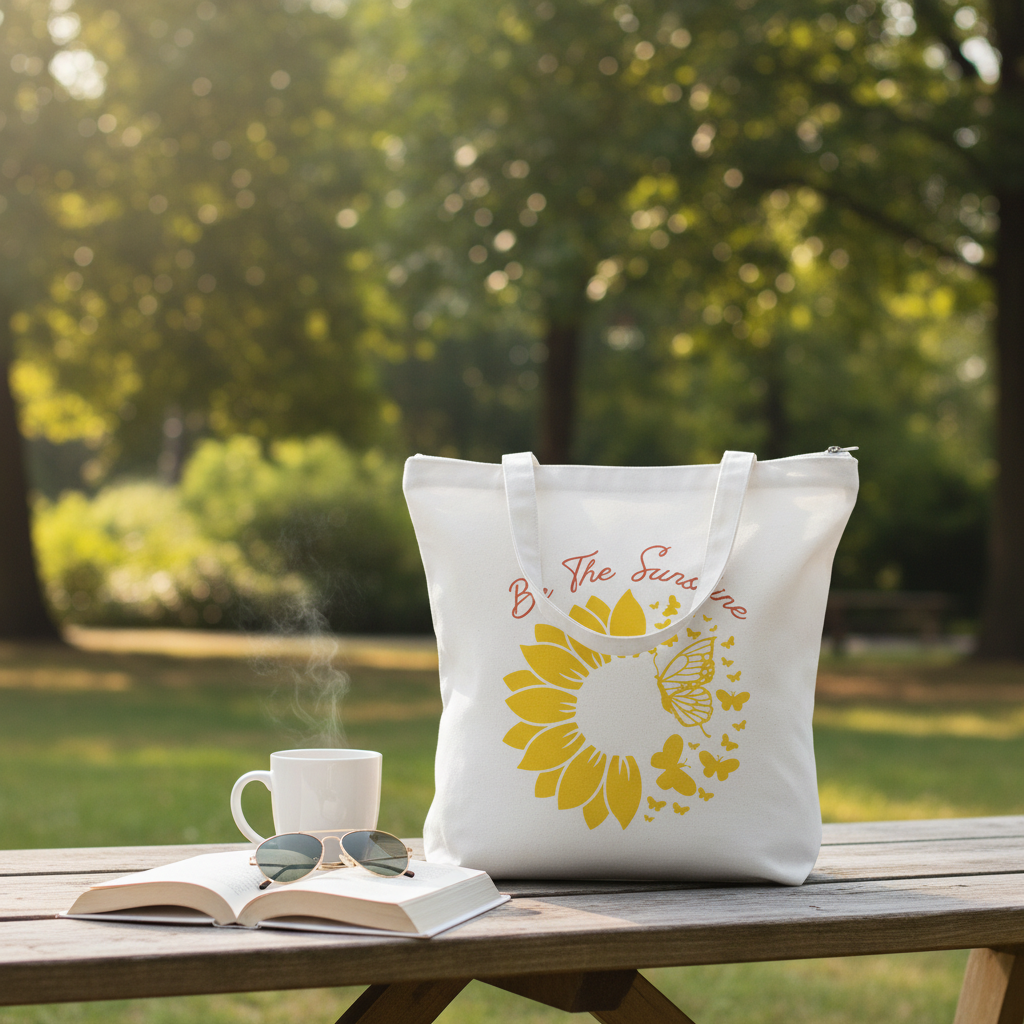 Be The Sunshine | Tote Bag with Zipper – Uplifting Everyday Tote