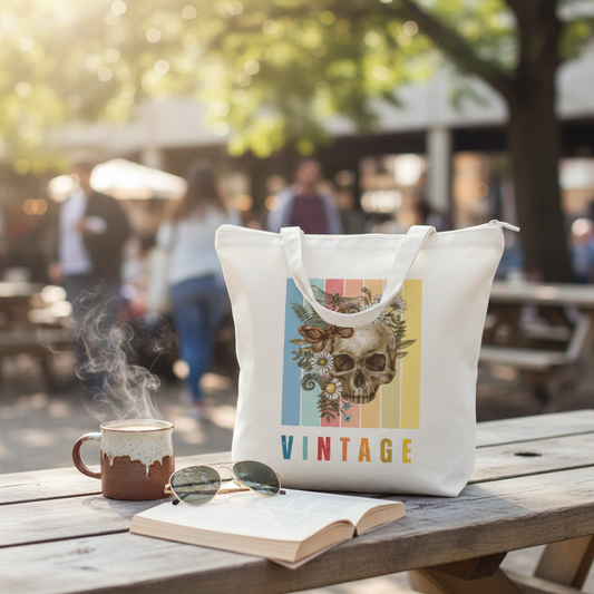 Vintage | Tote Bag with Zipper – Retro Inspired Everyday Tote