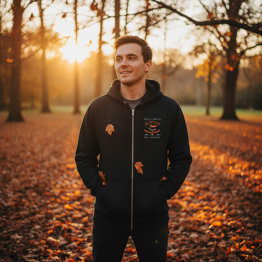Paw Forward Black zipper hoodie lifestyle