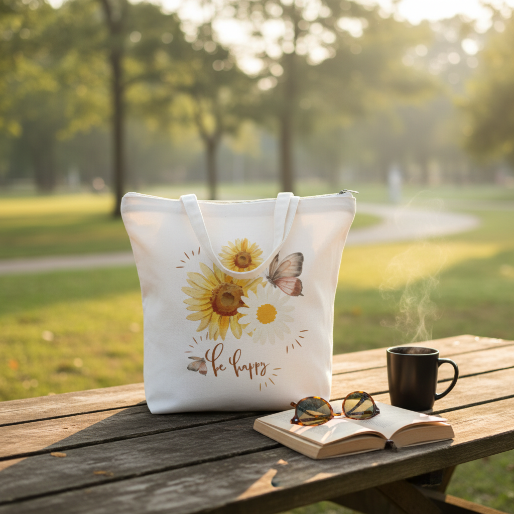 Lifestyle Tote Bag Zipper