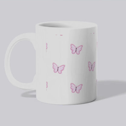 Pink Butterfly | White Coffee Mug – Soft Aesthetic Mug